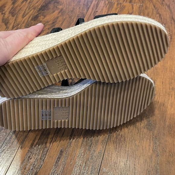 Eileen Fisher Wanda Tumbled Nubuck Espadrille Sandals in Black Size 9 - Picture 9 of 12